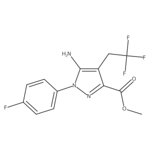 methyl 5-amino-1-(4-fluorophenyl)-4-(2,2,2-trifluoroethyl)-1H-pyrazole-3-carboxylate结构式