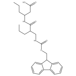 (3R)-3-{2-[({[(9H-fluoren-9-yl)methoxy]carbonyl}amino)methyl]pentanamido}hexanoic acid Structure