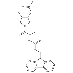 2-{1-[(2S)-2-({[(9H-fluoren-9-yl)methoxy]carbonyl}amino)propanoyl]-4-methylpyrrolidin-3-yl}acetic acid结构式
