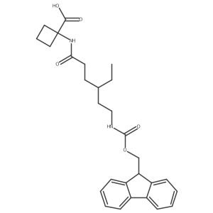 1-[4-ethyl-6-({[(9H-fluoren-9-yl)methoxy]carbonyl}amino)hexanamido]cyclobutane-1-carboxylic acid结构式