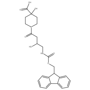 1-[4-({[(9H-fluoren-9-yl)methoxy]carbonyl}amino)-3-hydroxybutanoyl]-4-hydroxypiperidine-4-carboxylic acid结构式