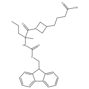 4-{1-[2-({[(9H-fluoren-9-yl)methoxy]carbonyl}amino)-2-methylpentanoyl]azetidin-3-yl}butanoic acid结构式