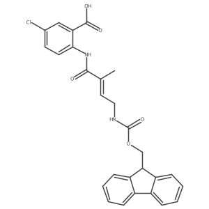 5-chloro-2-[4-({[(9H-fluoren-9-yl)methoxy]carbonyl}amino)-2-methylbut-2-enamido]benzoic acid Structure