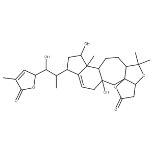 (3aR,5aS,7aS,7bR,8S,10R,12aS,13aR)-8,12a-Dihydroxy-10-((1S,2S)-1-hydroxy-1-((S)-4-methyl-5-oxo-2,5-dihydrofuran-2-yl)propan-2-yl)-5,5,7b-trimethyl-3,3a,5,5a,6,7,7a,7b,8,9,10,12,12a,13-tetradecahydro-2H-furo[3,2-b]indeno[4',5':5,6]cyclohepta[1,2-c]furan-2-结构式