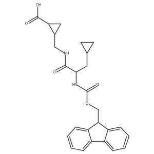 (1RS,2SR)-2-{[(2S)-3-cyclopropyl-2-({[(9H-fluoren-9-yl)methoxy]carbonyl}amino)propanamido]methyl}cyclopropane-1-carboxylic acid结构式