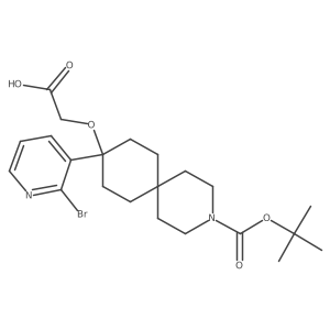 2-{[9-(2-Bromopyridin-3-yl)-3-[(tert-butoxy)carbonyl]-3-azaspiro[5.5]undecan-9-yl]oxy}acetic acid结构式