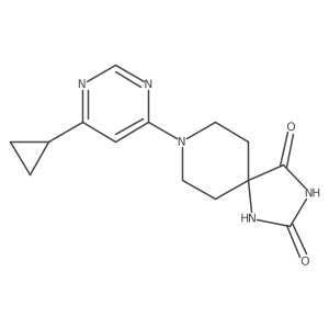 8-(6-Cyclopropylpyrimidin-4-yl)-1,3,8-triazaspiro[4.5]decane-2,4-dione结构式