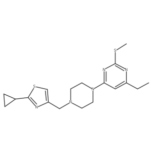 4-{4-[(2-Cyclopropyl-1,3-thiazol-4-yl)methyl]piperazin-1-yl}-6-ethyl-2-(methylsulfanyl)pyrimidine结构式