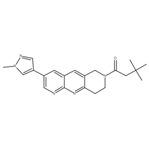 3,3-dimethyl-1-[3-(1-methyl-1H-pyrazol-4-yl)-6H,7H,8H,9H-pyrido[2,3-b]1,6-naphthyridin-7-yl]butan-1-one Structure