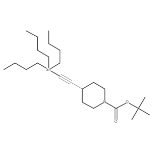 1-(t-Butoxycarbonyl)-4-(2-tributylstannylethyn-1-yl)piperidine结构式
