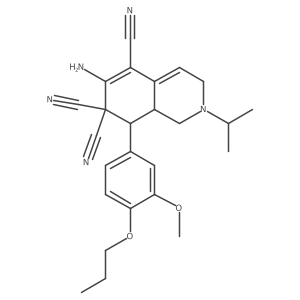 6-amino-2-isopropyl-8-(3-methoxy-4-propoxyphenyl)-2,3,8,8a-tetrahydro-5,7,7(1H)-isoquinolinetricarbonitrile结构式