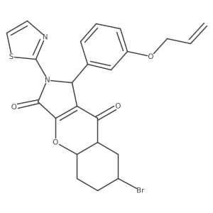 7-bromo-1-(3-prop-2-enoxyphenyl)-2-(1,3-thiazol-2-yl)-4a,5,6,7,8,8a-hexahydro-1H-chromeno[2,3-c]pyrrole-3,9-dione结构式