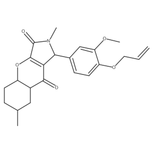 1-(3-methoxy-4-prop-2-enoxyphenyl)-2,7-dimethyl-4a,5,6,7,8,8a-hexahydro-1H-chromeno[2,3-c]pyrrole-3,9-dione结构式