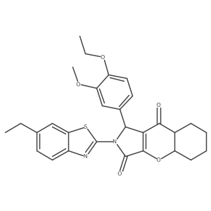 1-(4-ethoxy-3-methoxyphenyl)-2-(6-ethyl-1,3-benzothiazol-2-yl)-4a,5,6,7,8,8a-hexahydro-1H-chromeno[2,3-c]pyrrole-3,9-dione Structure