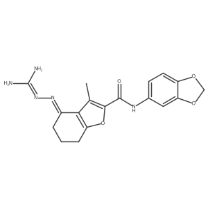4-[2-(Aminoiminomethyl)hydrazinylidene]-N-1,3-benzodioxol-5-yl-4,5,6,7-tetrahydro-3-methyl-2-benzofurancarboxamide结构式
