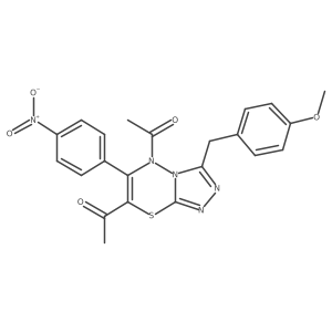 1-{7-acetyl-3-[(4-methoxyphenyl)methyl]-6-(4-nitrophenyl)-5H-[1,2,4]triazolo[3,4-b][1,3,4]thiadiazin-5-yl}ethan-1-one Structure