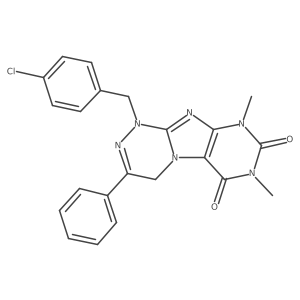 1-(4-chlorobenzyl)-7,9-dimethyl-3-phenyl-7,9-dihydro-[1,2,4]triazino[3,4-f]purine-6,8(1H,4H)-dione结构式