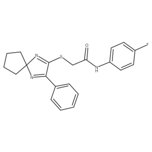 N-(4-fluorophenyl)-2-((3-phenyl-1,4-diazaspiro[4.4]nona-1,3-dien-2-yl)thio)acetamide Structure