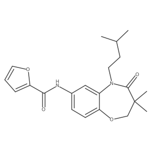 N-(5-isopentyl-3,3-dimethyl-4-oxo-2,3,4,5-tetrahydrobenzo[b][1,4]oxazepin-7-yl)furan-2-carboxamide结构式