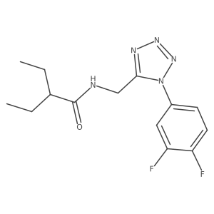 N-((1-(3,4-difluorophenyl)-1H-tetrazol-5-yl)methyl)-2-ethylbutanamide结构式