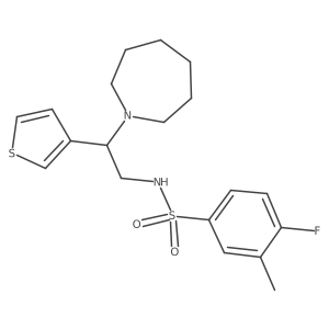 N-(2-(azepan-1-yl)-2-(thiophen-3-yl)ethyl)-4-fluoro-3-methylbenzenesulfonamide结构式