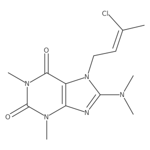 (Z)-7-(3-chlorobut-2-en-1-yl)-8-(dimethylamino)-1,3-dimethyl-1H-purine-2,6(3H,7H)-dione结构式