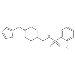 2-chloro-N-((1-(thiophen-2-ylmethyl)piperidin-4-yl)methyl)benzenesulfonamide结构式