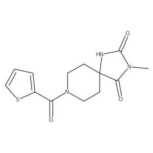 3-Methyl-8-(thiophene-2-carbonyl)-1,3,8-triazaspiro[4.5]decane-2,4-dione结构式