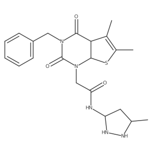 2-(3-benzyl-5,6-dimethyl-2,4-dioxo-4a,7a-dihydrothieno[2,3-d]pyrimidin-1-yl)-N-(5-methylpyrazolidin-3-yl)acetamide结构式