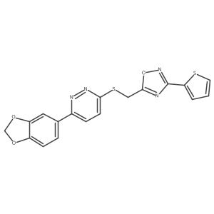 3-(2H-1,3-benzodioxol-5-yl)-6-({[3-(thiophen-2-yl)-1,2,4-oxadiazol-5-yl]methyl}sulfanyl)pyridazine Structure