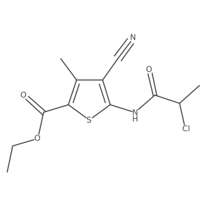 Ethyl 5-[(2-chloropropanoyl)amino]-4-cyano-3-methylthiophene-2-carboxylate Structure