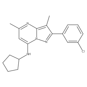 2-(3-chlorophenyl)-N-cyclopentyl-3,5-dimethylpyrazolo[1,5-a]pyrimidin-7-amine结构式