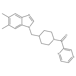 (4-((5,6-dimethyl-1H-benzo[d]imidazol-1-yl)methyl)piperidin-1-yl)(pyrazin-2-yl)methanone Structure