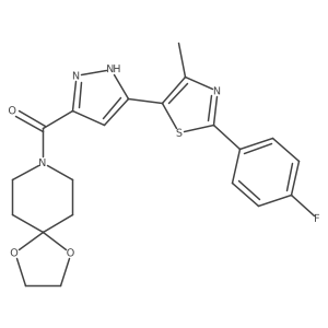 (3-(2-(4-fluorophenyl)-4-methylthiazol-5-yl)-1H-pyrazol-5-yl)(1,4-dioxa-8-azaspiro[4.5]decan-8-yl)methanone结构式
