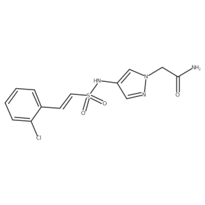2-[4-[[(E)-2-(2-chlorophenyl)ethenyl]sulfonylamino]pyrazol-1-yl]acetamide结构式