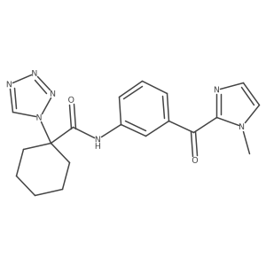 N-{3-[(1-methyl-1H-imidazol-2-yl)carbonyl]phenyl}-1-(1H-tetrazol-1-yl)cyclohexanecarboxamide结构式
