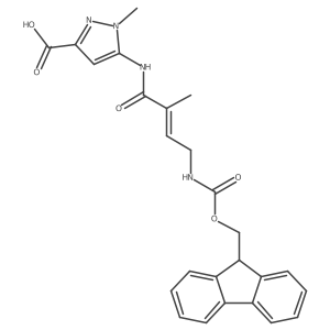 5-[4-({[(9H-fluoren-9-yl)methoxy]carbonyl}amino)-2-methylbut-2-enamido]-1-methyl-1H-pyrazole-3-carboxylic acid结构式