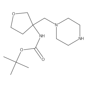 tert-butyl N-{3-[(piperazin-1-yl)methyl]oxolan-3-yl}carbamate Structure