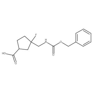 rac-(1R,3R)-3-({[(benzyloxy)carbonyl]amino}methyl)-3-fluorocyclopentane-1-carboxylic acid结构式