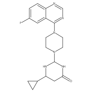 6-Cyclopropyl-2-[4-(6-fluoroquinazolin-4-yl)piperazin-1-yl]-1,3-diazinan-4-one结构式