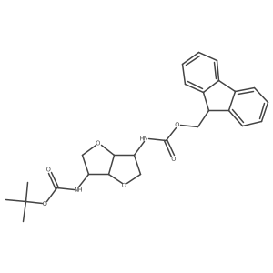 (9H-fluoren-9-yl)methyl N-(6-{[(tert-butoxy)carbonyl]amino}-hexahydrofuro[3,2-b]furan-3-yl)carbamate结构式