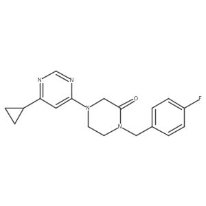 4-(6-Cyclopropylpyrimidin-4-yl)-1-[(4-fluorophenyl)methyl]piperazin-2-one结构式