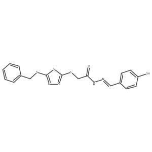 2-{[5-(benzylsulfanyl)-1,3,4-thiadiazol-2-yl]sulfanyl}-N'-[(E)-(4-hydroxyphenyl)methylidene]acetohydrazide Structure