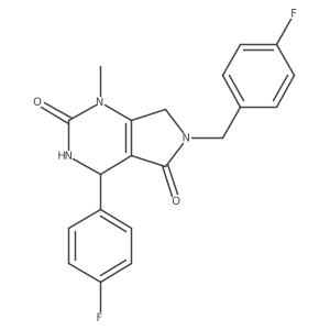 6-(4-fluorobenzyl)-4-(4-fluorophenyl)-1-methyl-3,4,6,7-tetrahydro-1H-pyrrolo[3,4-d]pyrimidine-2,5-dione结构式