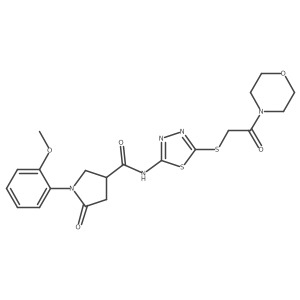 1-(2-methoxyphenyl)-N-(5-((2-morpholino-2-oxoethyl)thio)-1,3,4-thiadiazol-2-yl)-5-oxopyrrolidine-3-carboxamide结构式