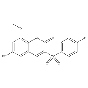 6-bromo-3-((4-fluorophenyl)sulfonyl)-8-methoxy-2H-chromen-2-one Structure