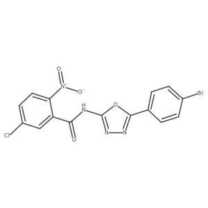 N-[5-(4-bromophenyl)-1,3,4-oxadiazol-2-yl]-5-chloro-2-nitrobenzamide结构式