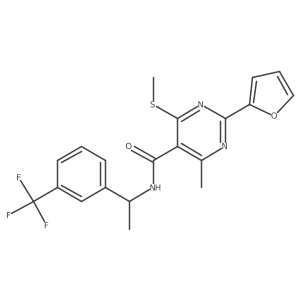 2-(furan-2-yl)-4-methyl-6-(methylsulfanyl)-N-{1-[3-(trifluoromethyl)phenyl]ethyl}pyrimidine-5-carboxamide结构式