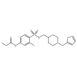 N-{3-methyl-4-[({1-[(thiophen-2-yl)methyl]piperidin-4-yl}methyl)sulfamoyl]phenyl}propanamide结构式