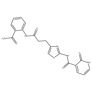 N-(4-(3-((2-carbamoylphenyl)amino)-3-oxopropyl)thiazol-2-yl)-2-oxo-1,2-dihydropyridine-3-carboxamide结构式